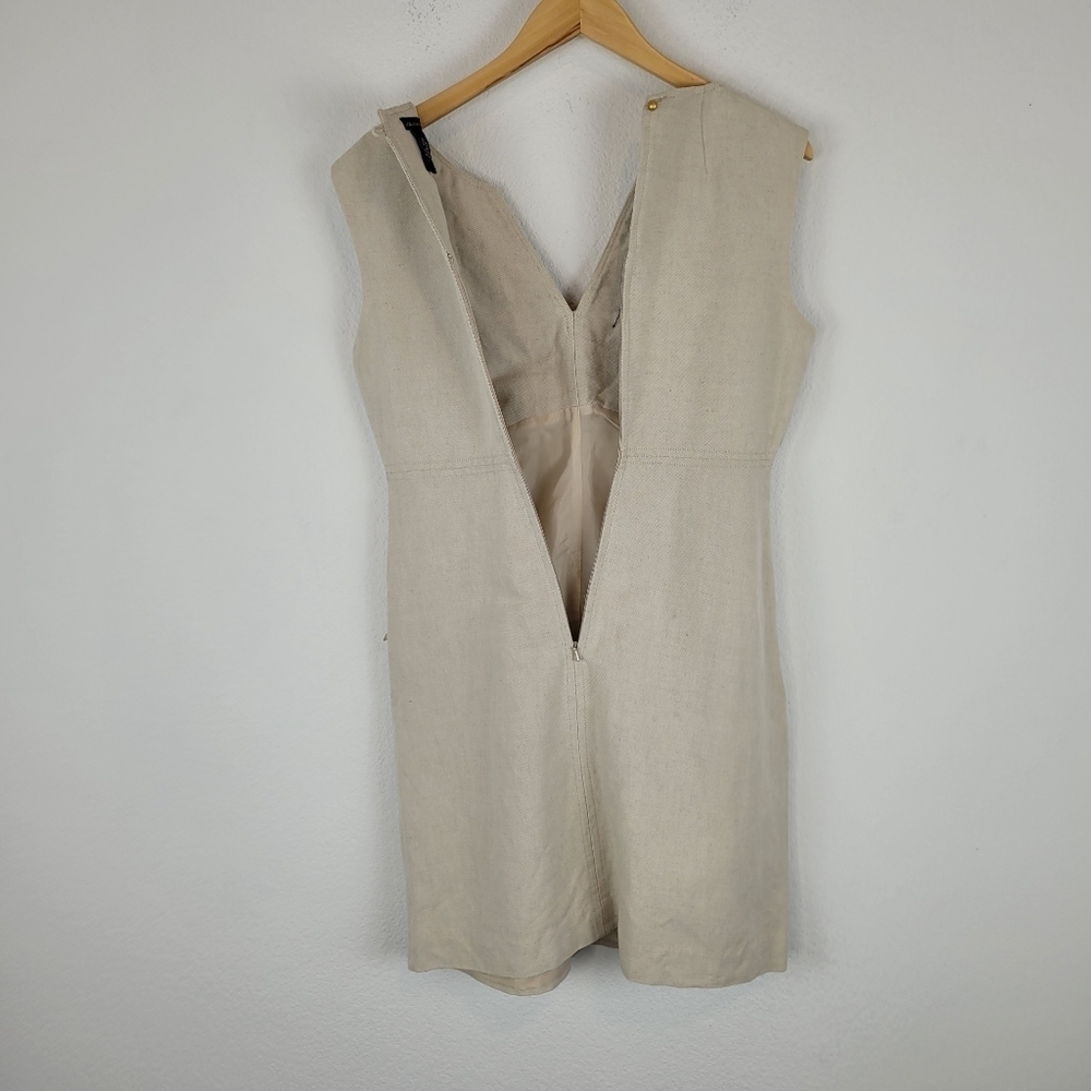 Moda international linen beaded vneck dress - Picture 4 of 8
